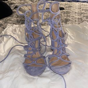 Lace up lavender high heel sandal